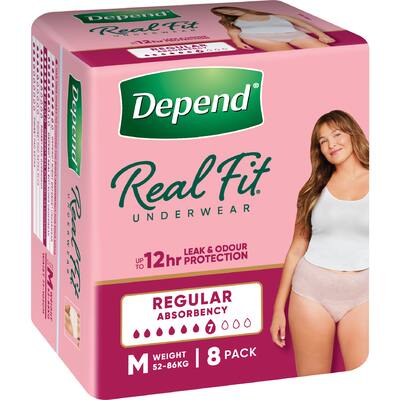 depend real fit regular underwear incontinence for women medium