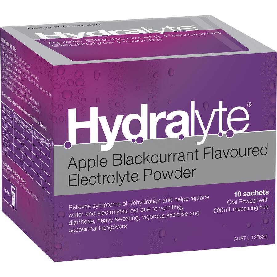Hydralyte Effervescent Electrolyte Powder Apple Blackcurrant