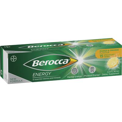 berocca performance effervescent energy vitamin c mango & orange