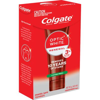 colgate optic white whitening toothpaste renewal teeth whitening