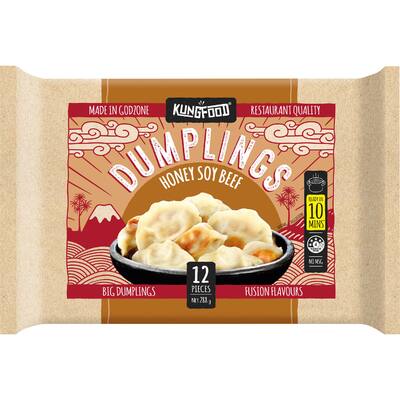 kungfood dumplings beef, honey & soy 288g