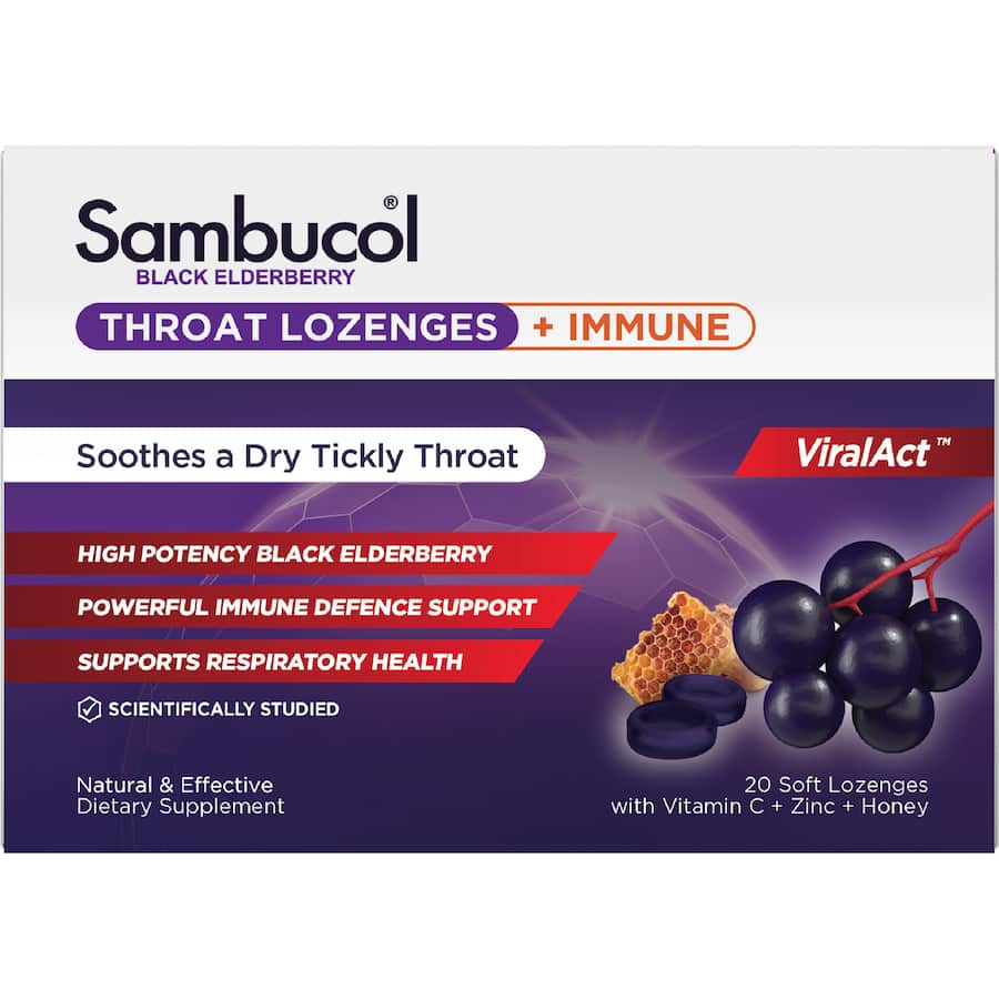 Sambucol Throat Lozenges Black Elderberry With Honey