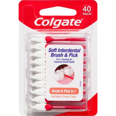 colgate 2 in 1 interdental brush & pick with travel case