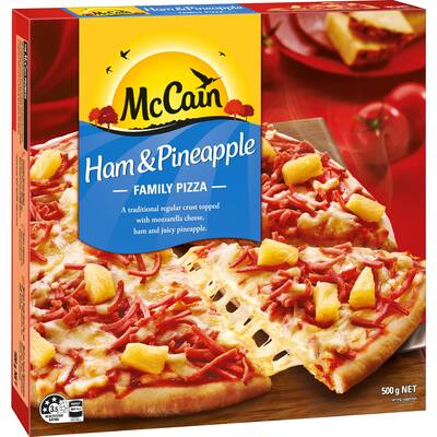 mccain ham & pineapple pizza family