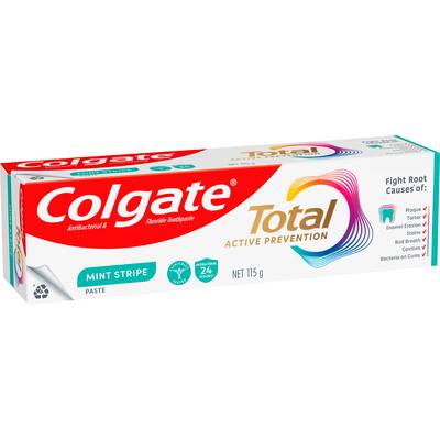 colgate total antibacterial toothpaste mint stripe