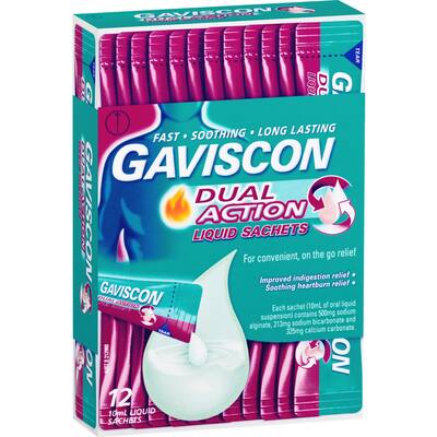 gaviscon dual action heartburn & indigestion relief 10ml liquid sachets