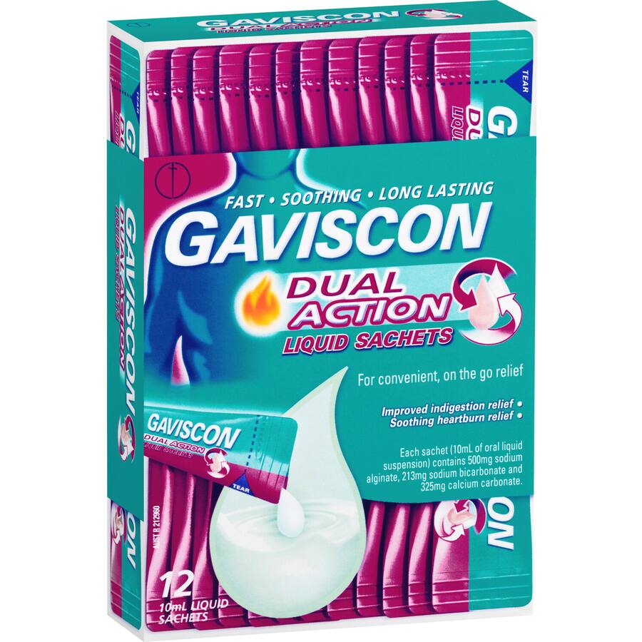 Gaviscon Dual Action Heartburn & Indigestion Relief 10Ml Liquid Sachets