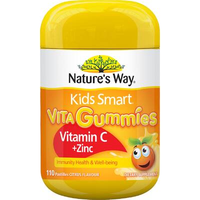 natures way kids smart vita gummies vitamin c + zinc citrus flavour pastilles