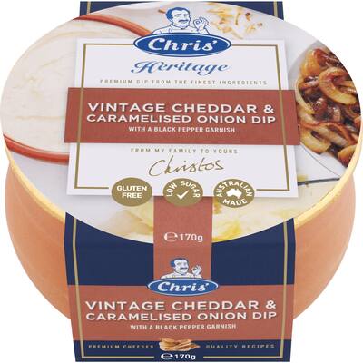 heritage cheese dip ceddar & cameralised onion