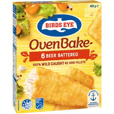 birds eye fish fillets beer battered hoki 425g