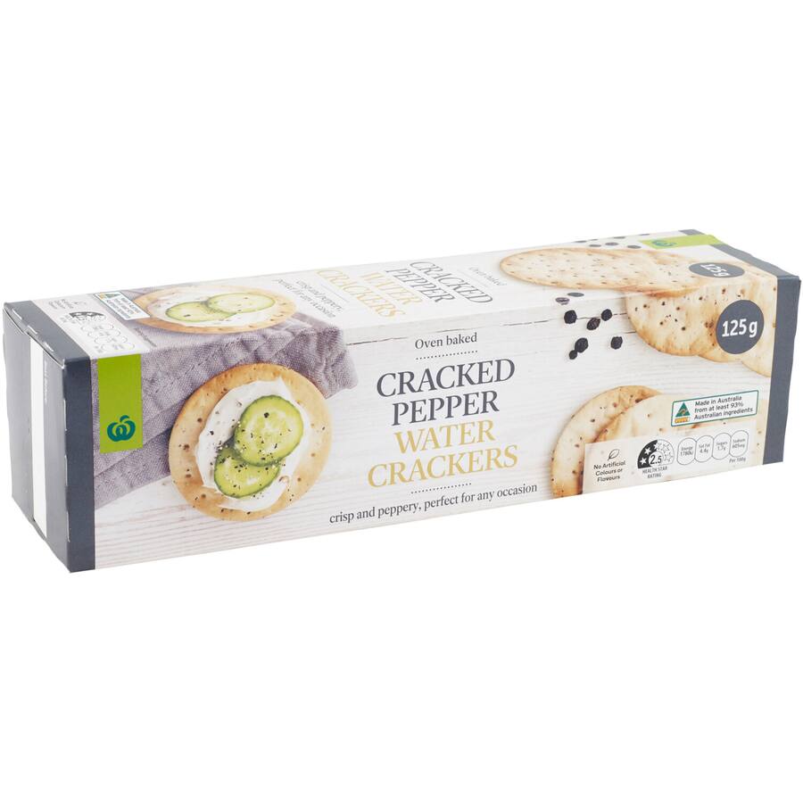 Woolworths Crackers Water Cracked Pepper