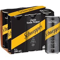 Schweppes Classic Soda Water Cans (6x250ml)