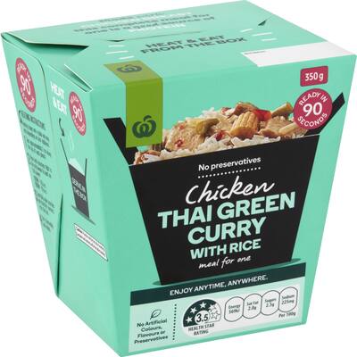 woolworths ready to eat prepacked meal chicken thai green curry