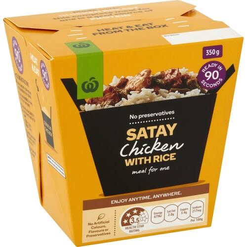 Woolworths Ready To Eat Prepacked Meal Chicken Satay Jasmine Rice