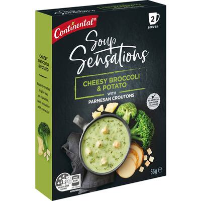 continental sensations instant soup cheesy broccoli & potato 56g