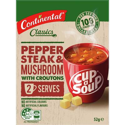 continental cup a soup instant soup pepper steak & mushroom 52g