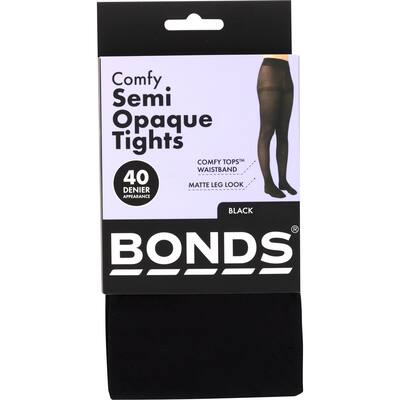 bonds comfy tops tights small - medium black semi opaque