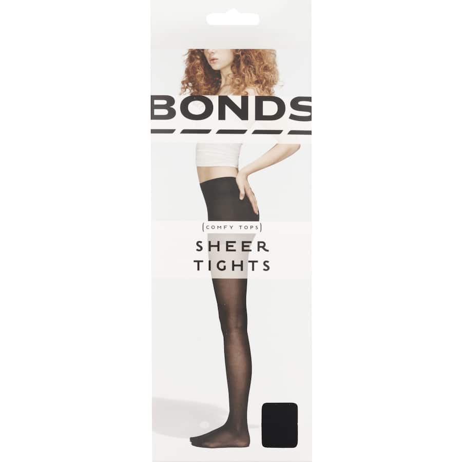 Bonds Comfy Tops Tights Medium Black Sheer