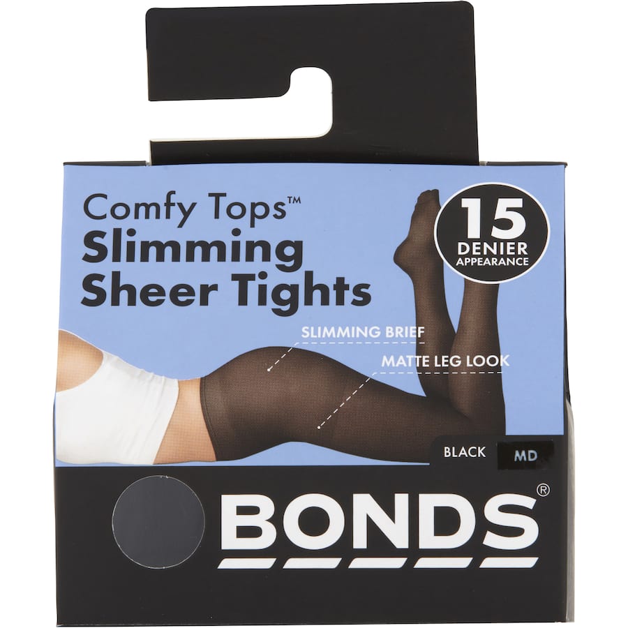 Bonds Comfy Tops Tights Small Slim Sheer Black