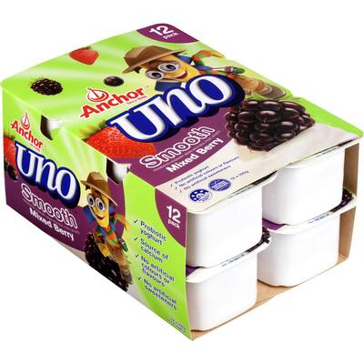 anchor uno yoghurt 12pk mixed berry