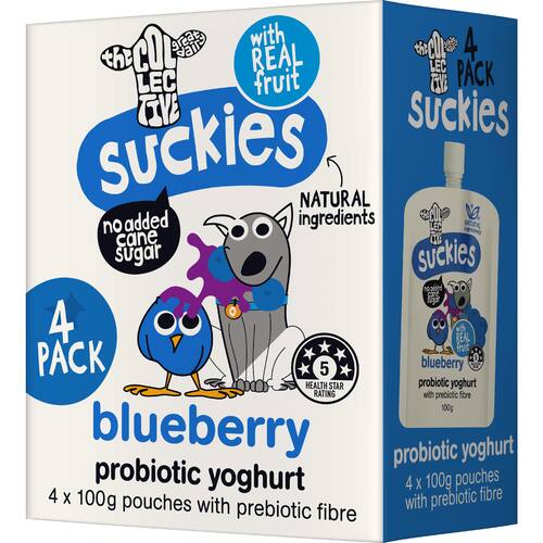 The Collective Suckies Kids Probiotic Yoghurt Pouches Blueberry