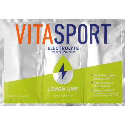 vitasport electrolyte sachet drink mix lemon lime 99g