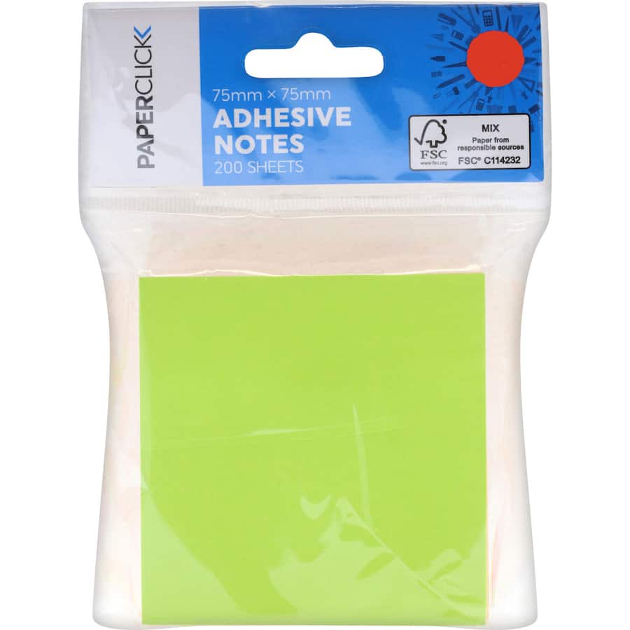 Paperclick Adhesive Notes 200 Sheets 75 X 75Mm