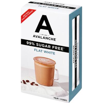 avalanche coffee sachets 99% sugar free flat white