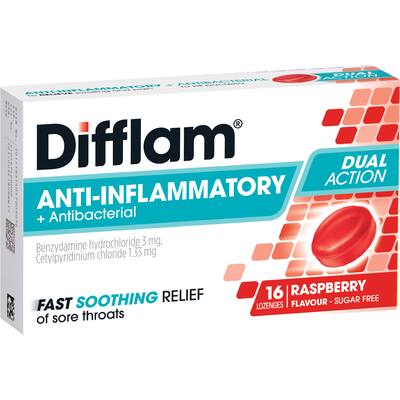 difflam anti-inflammatory sore throat raspberry lozenges