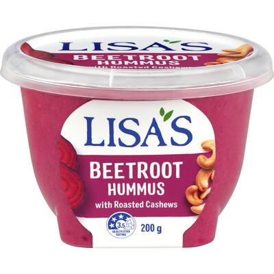 lisas hummus beetroot with roasted cashews