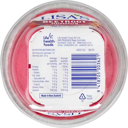 Buy Lisas Hummus Beetroot With Roasted Cashews online at Woolworths NZ