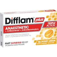 Difflam Plus Anaesthetic Sore Throat Honey Lemon Lozenges