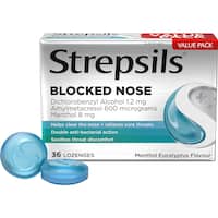 Strepsils Blocked Nose Relief Menthol Eucalyptus Flavour Lozenges