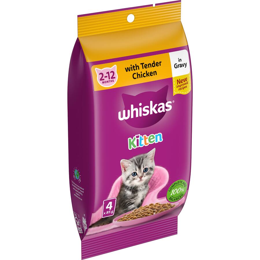 Buy Whiskas Kitten Wet Cat Food Chicken Favourites With Gravy