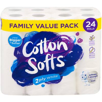 cotton softs toilet paper family pack white 2ply