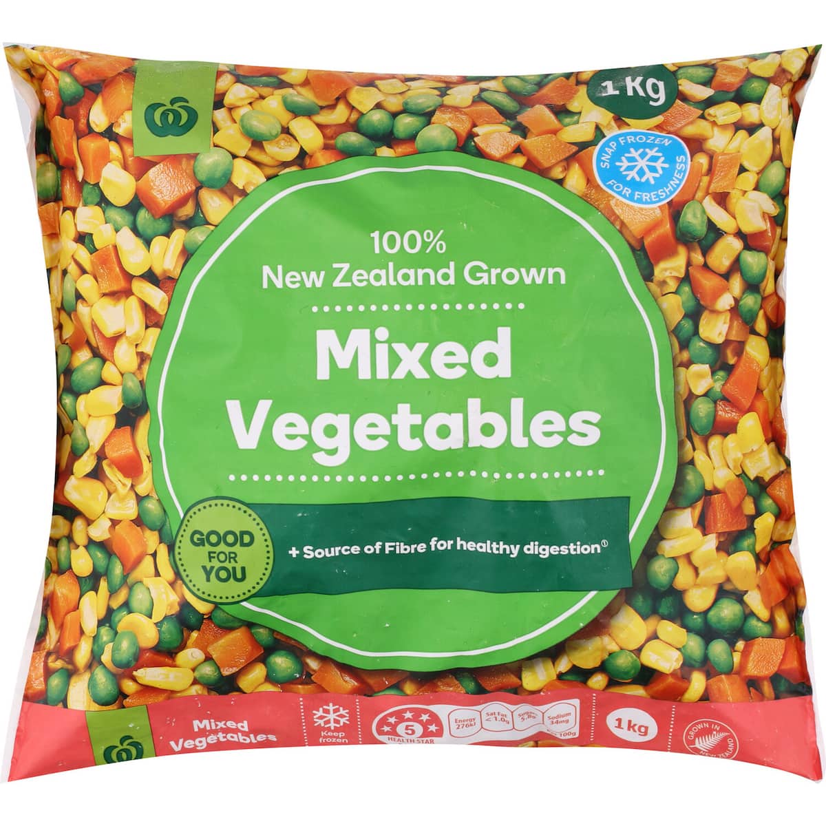 Woolworths Frozen Mixed Vegetables 1kg bunch