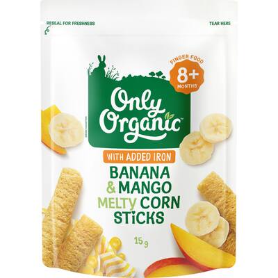 only organic baby snacks banana & mango corn sticks