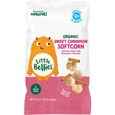 little bellies organic baby snacks sweet cinnamon softcorn