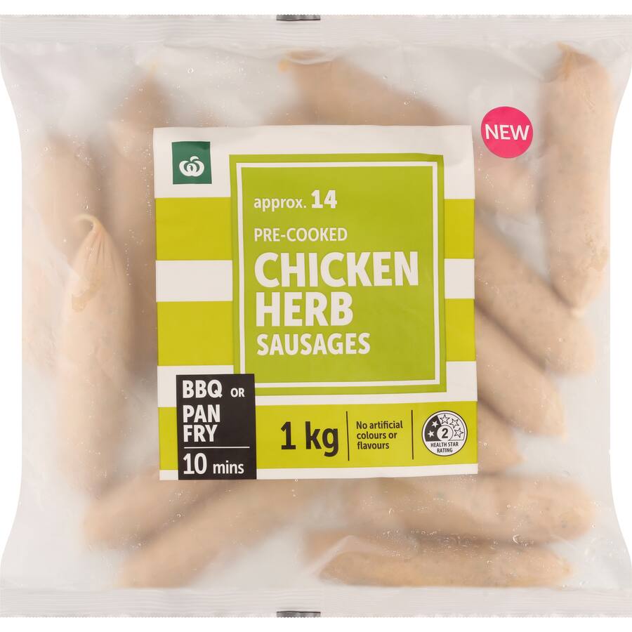 Woolworths Sausages Precooked Chicken Herb