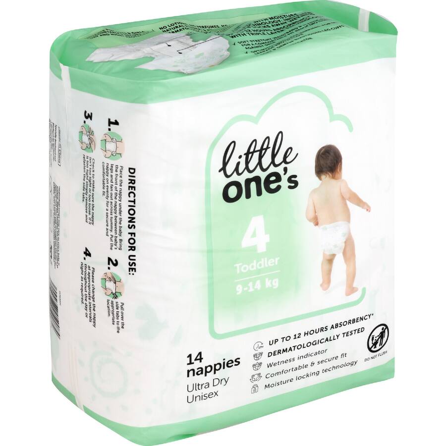 Little One's Convenience Nappies Toddler Boys & Girls 10-14Kg Size 4