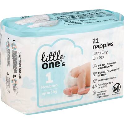 little one's convenience newborn nappies boys & girls up to 5kg size 1