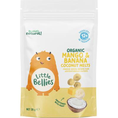 little bellies organic baby snacks mango & banana coconut melts