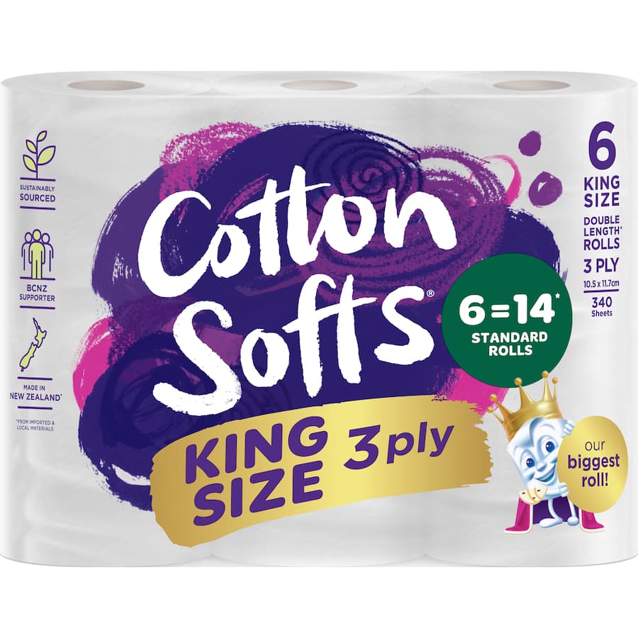 Cotton Softs Toilet Paper King Size White 3Ply