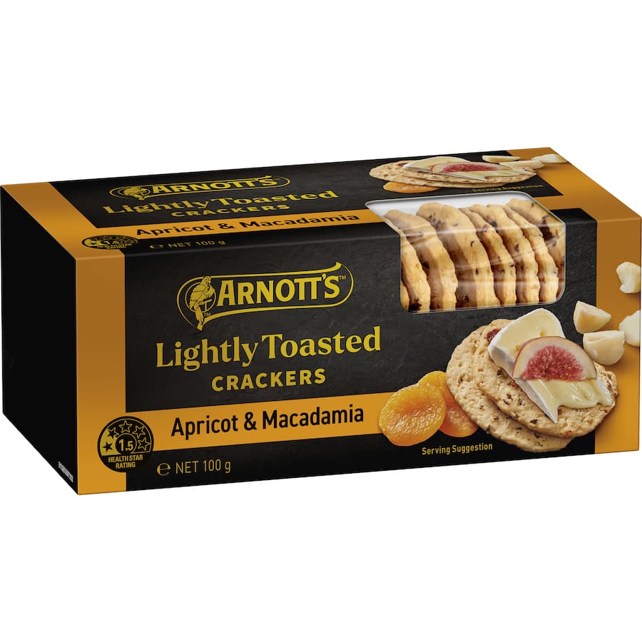 Arnotts Lightly Toasted Crackers Apricot & Macadamia