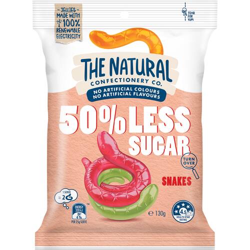The Natural Confectionery Co. Lollies 50% Less Sugar Snakes
