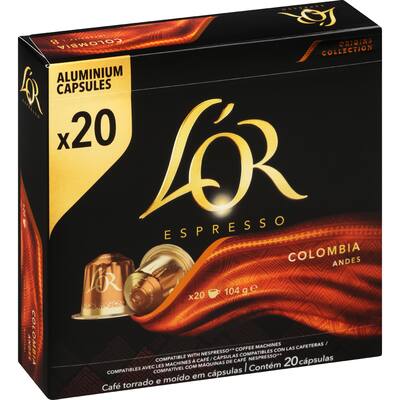 l'or coffee capsules colombia intensity 8