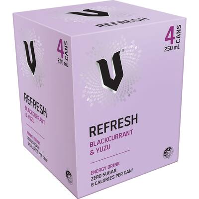 v refresh energy drink blackcurrant yuzu 250ml