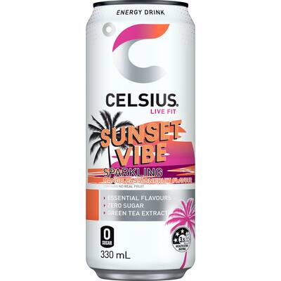 celsius energy drink sunset vibe