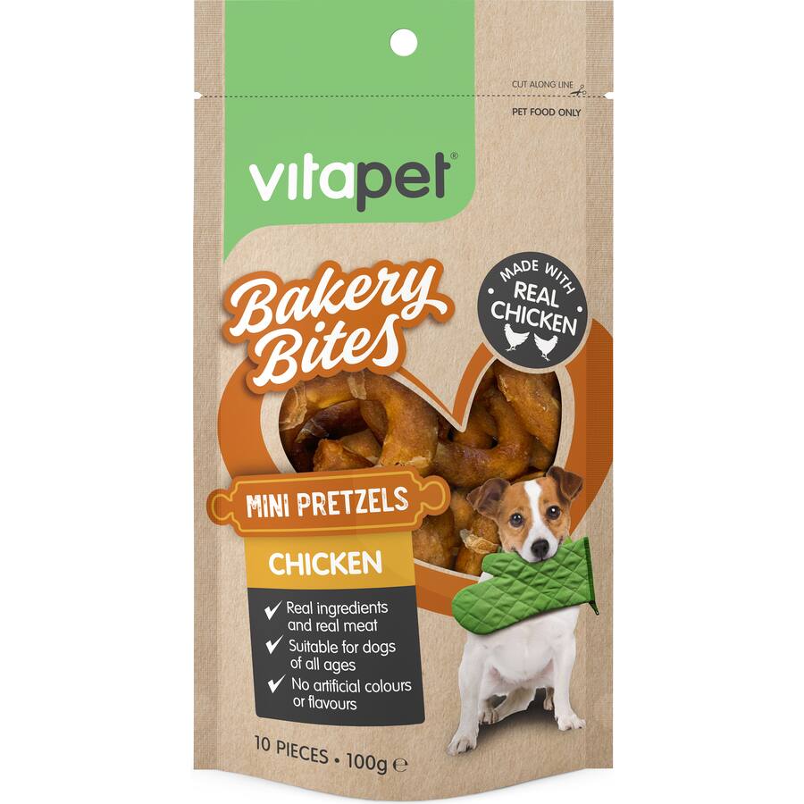 Vitapet Dog Treats Bakery Bites Pretzels Chicken