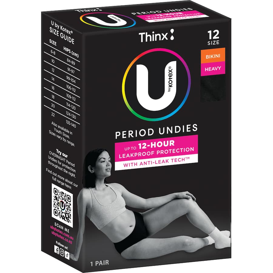 U By Kotex Thinx Period Undies Bikini Cut Size 12